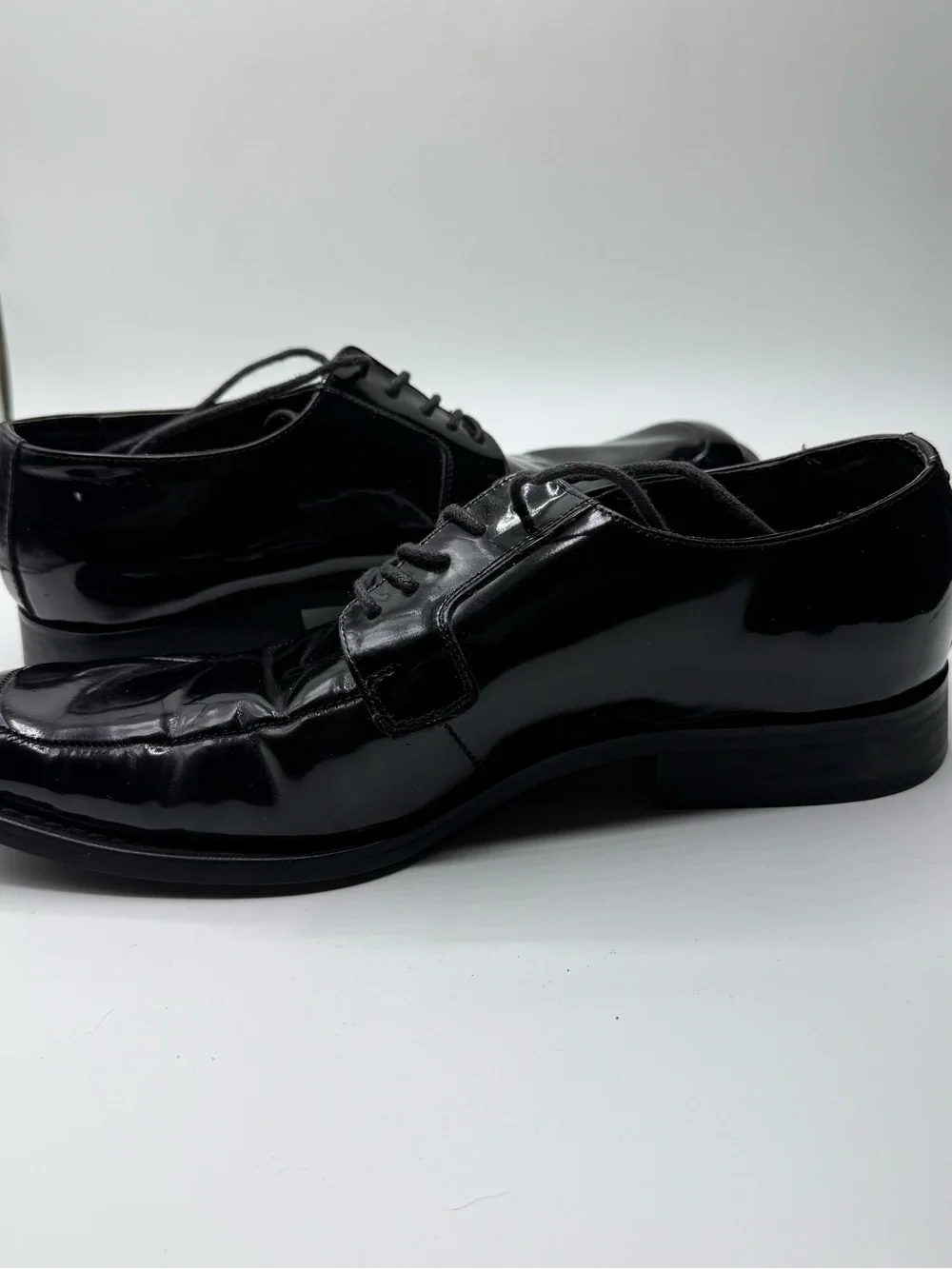 Via Spiga Black Patent Leather Lace-Up Dress Oxfords